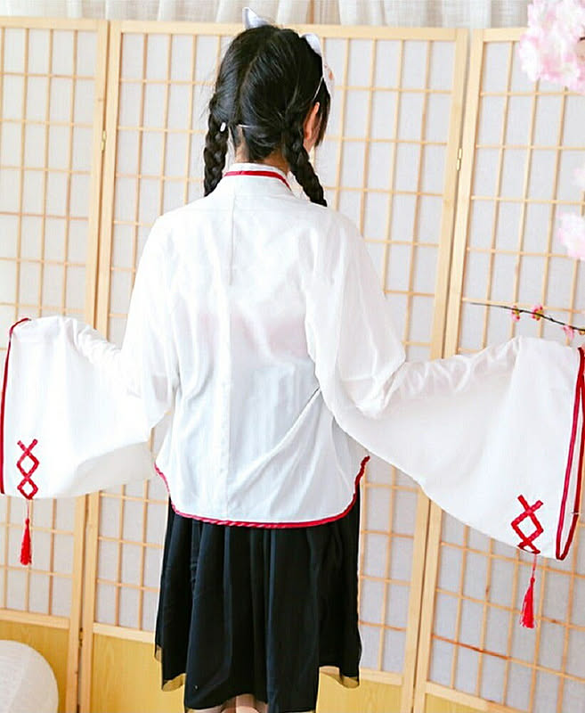 ワンピース 巫女風 鶴柄ワンピース ホワイト 韓国ファッション 羽織 膝丈 上下セット 和風ドレス ゴスロリ ドレス ロリータ Lolita メイド服 コスプレ 通販 Roomclipショッピング