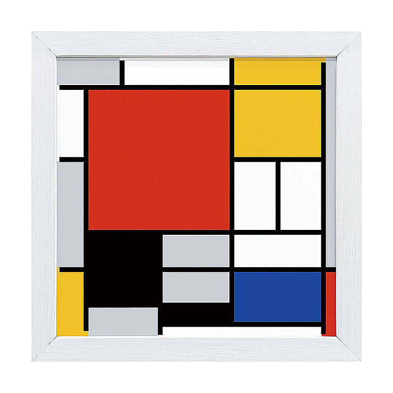 Piet Mondrian（ピエト モンドリアン）  大きな赤い領域、黄色、黒、灰色、青のコンポジション アートポスター（フレーム付き） m11651