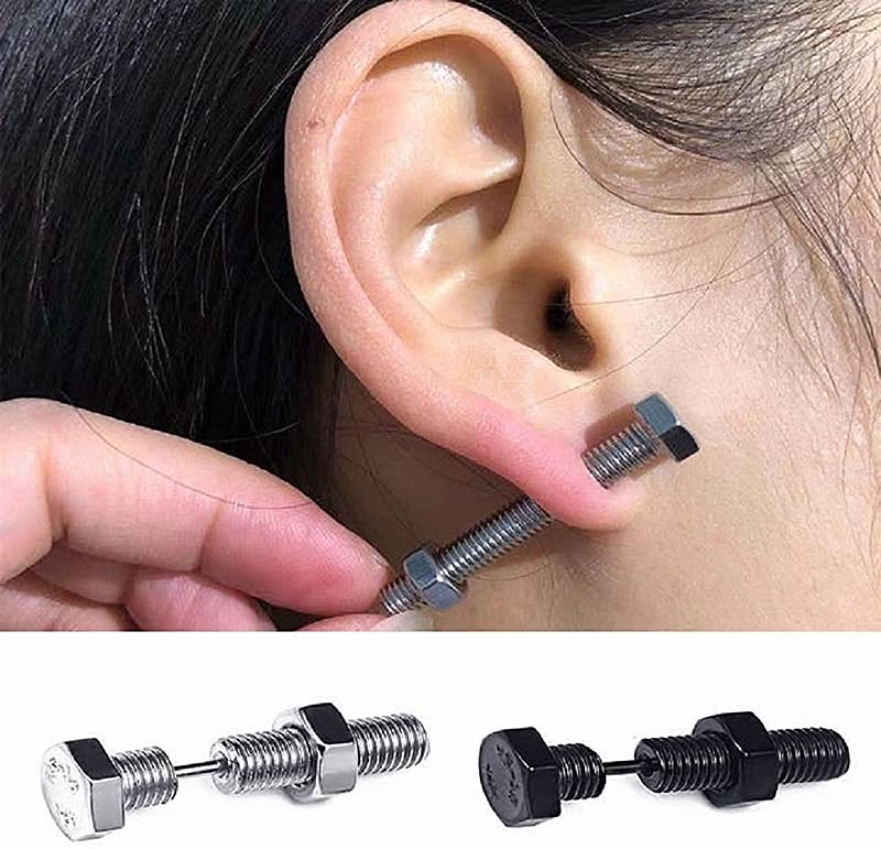 六角ナット ネジ ピアス ブラック 片耳用 1個 スタッドピアス ナットピアス メンズ レディース ユニセックス 工具 ボルト ユニーク フェイク バーベル 通販 Roomclipショッピング