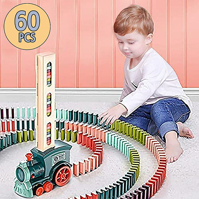 玩具 ドミノ トレイン 自動 列車 機関車 電車 60個 おもちゃ ドミノカー 知育玩具 自動ドミノ倒し ドミノトレイン ブロック 知育 教育玩具 学習玩具