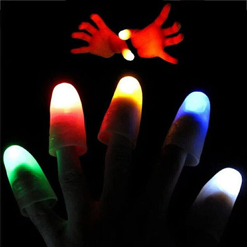 玩具 マジック 光る指 2本セット フィンガーライト LED 光の玉を操るマジック 柔らかい指のおもちゃ 点滅手袋 手品 面白グッズ マジック挑戦 パーティー イベント