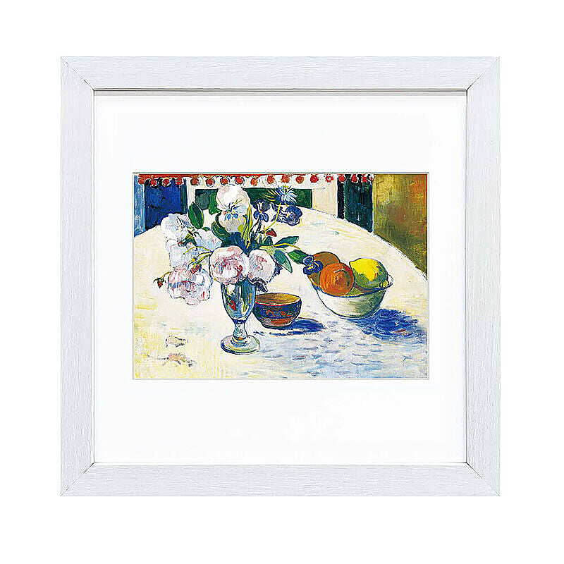 Paul Gauguin（ポール ゴーギャン） 青いアイリスとオレンジとレモン アートポスター（フレーム付き） m11504