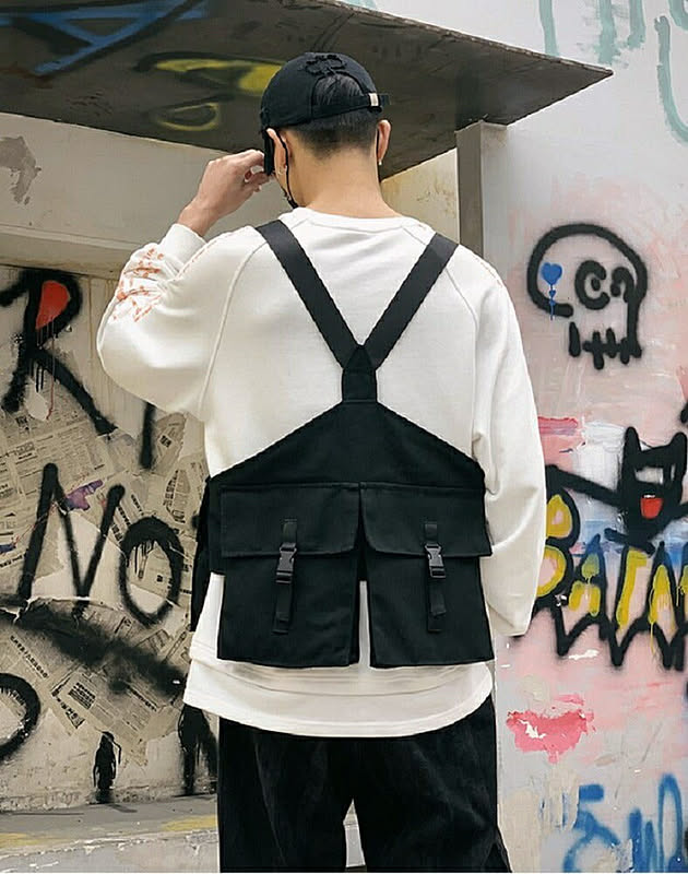 フィッシングベスト 黒 おしゃれ メンズ ベスト 無地 多ポケット