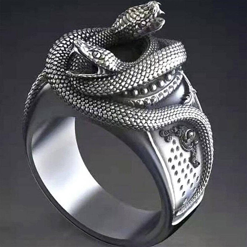 リング 絡み合う2匹の蛇 ヘビ スネーク 蛇 snake 指輪 韓国ファッション シルバーカラー燻し風仕上げ メンズ レディースアクセサリー