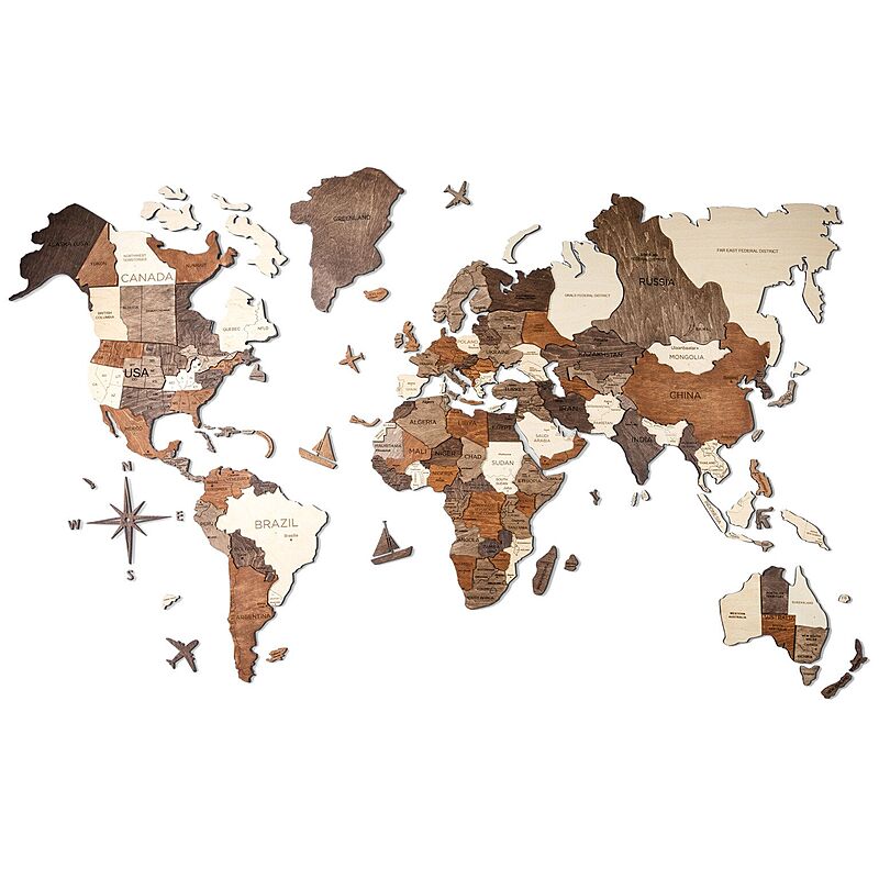 3d Wood World Map インテリア用壁掛け木製世界地図 通販 Roomclipショッピング