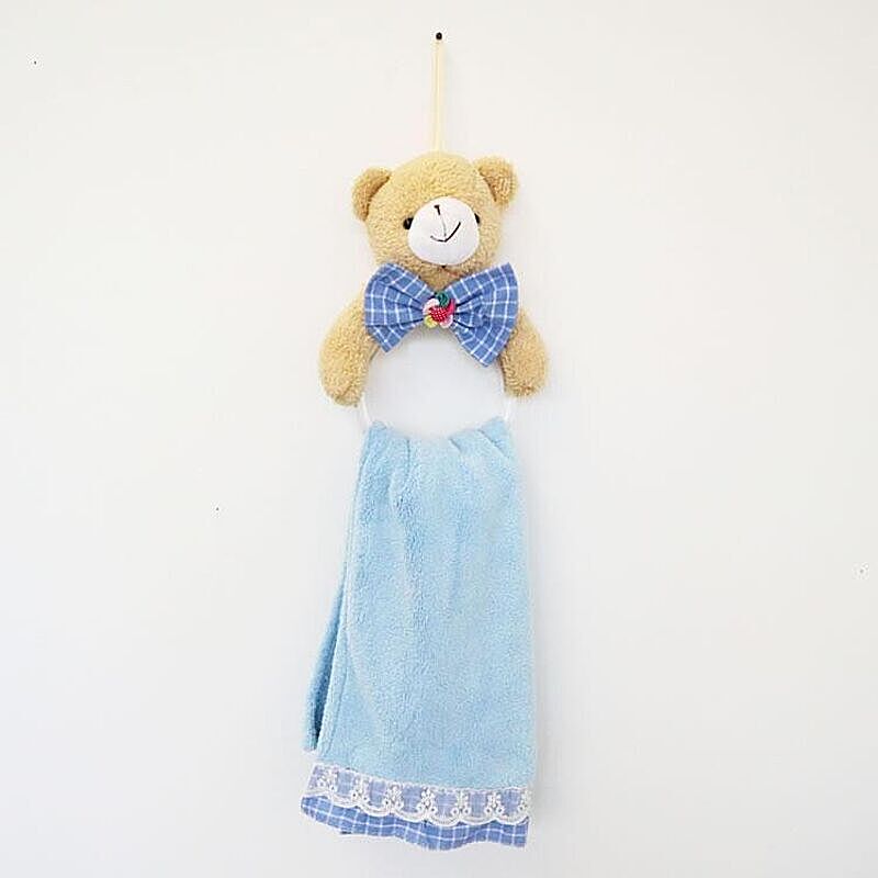タオルハンガー かわいい 子供用 タオル付き クマ ブルー 1712TAR001