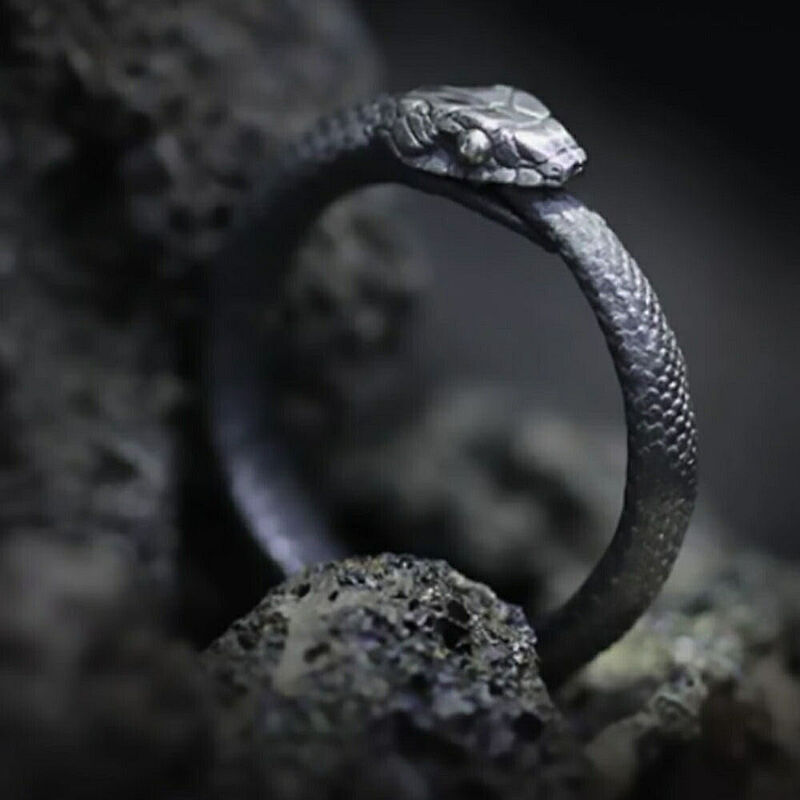 リング ウロボロス【3】スネーク ヘビ snake 指輪 韓国ファッション ブラックカラー燻し風仕上げ メンズ レディース リッチ 重量感 アクセサリー