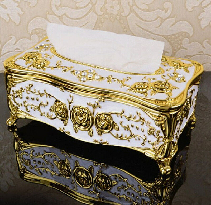 薔薇 ティッシュケース アンティーク ヨーロッパ 中世 宮殿 ボックス インテリア 小物入れ 贈り物 プレゼント 小道具 舞台 シルバー ゴールド
