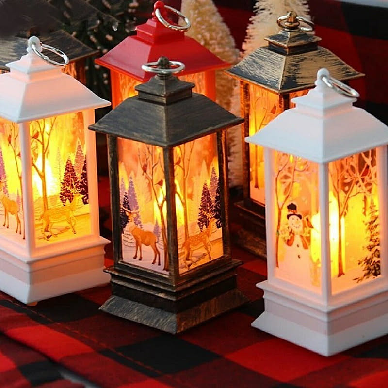 LEDランタン クリスマス装飾用 サンタ ポータブル ボタン電池式 ホワイトorレッド