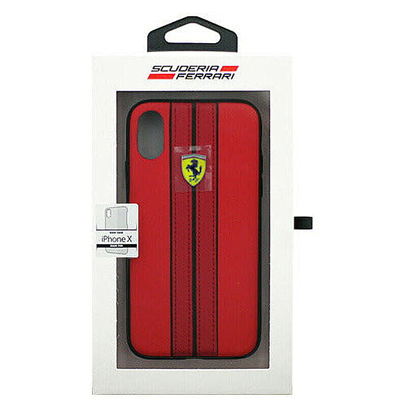 Ferrari iPhoneX専用 PUレザーハードケース ON TRACK LOGO- Red IPHONE X FESURHCPXREB 管理No. 4526397963705
