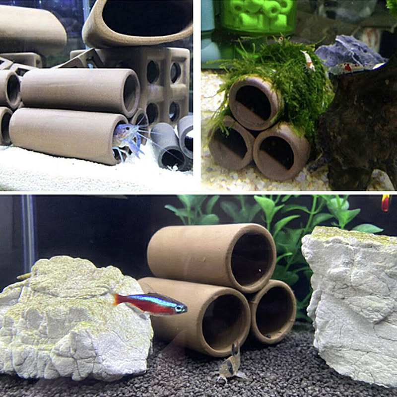 エビ シェルター ドラム缶 3連 アクアリウム ペット用品 海老 隠れ家 繁殖 秘密基地 寝床 睡眠場所 オブジェ 水槽 置物 インテリア 熱帯魚 通販 Roomclipショッピング