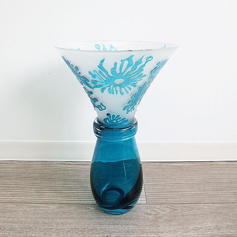 花瓶 おしゃれ ガラス かわいい 縦長 ブルー 0805GLS002