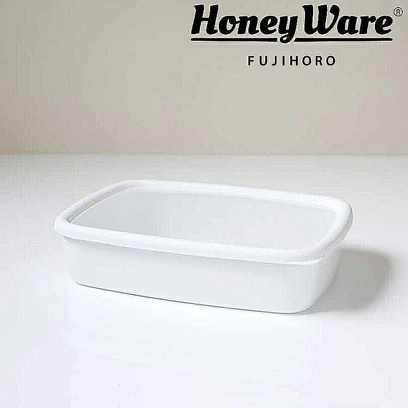 【富士ホーロー】 富士ホーロー FUJIHORO konte 浅型角容器 [L]/リリーホワイト KE-L/LW 富士琺瑯ハニーウェア コンテ (1.6L) HoneyWare