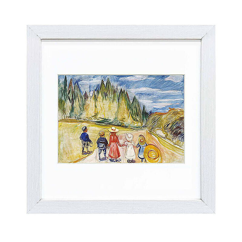 Edvard Munch（エドヴァルド ムンク） お伽の森の子供たち アートポスター（フレーム付き） m11476