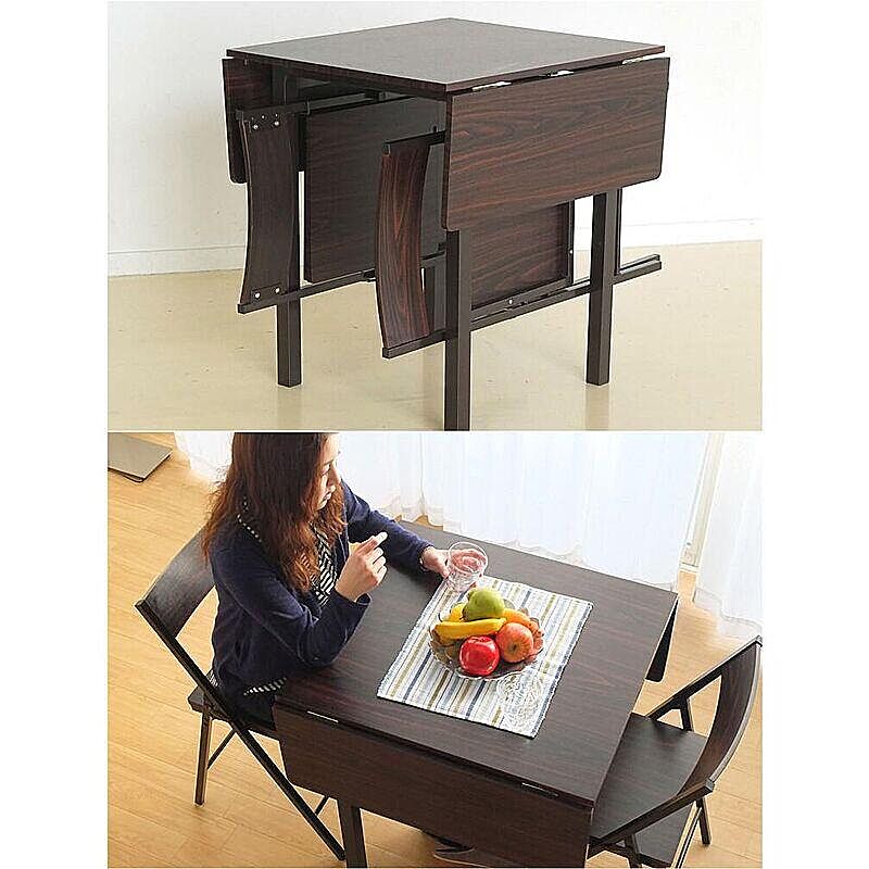 【テーブル単品】幅を3段階に調節できる 木目調 バタフライテーブル ダイニングテーブル 幅60cm～116cmの写真