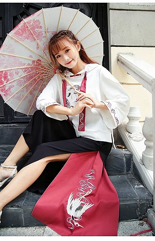 QutieFrash 8分丈袴風パンツ ジャガード 花柄 和柄 ゆったり 手洗可