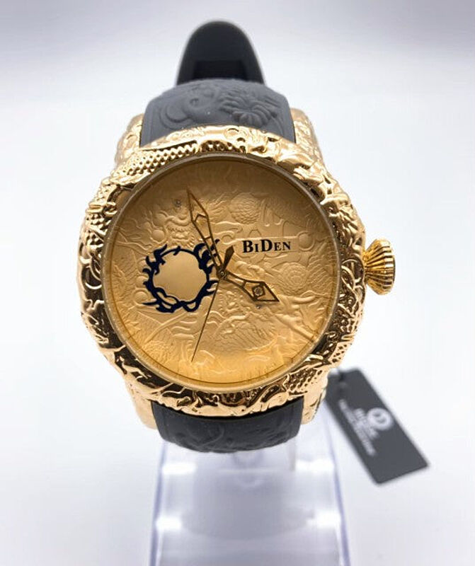 BIDEN 【シードラゴン】高性能 クォーツ ウォッチ 和柄　ゴールドドラゴン 昇龍オートマチック ウォッチ　メンズ　腕時計