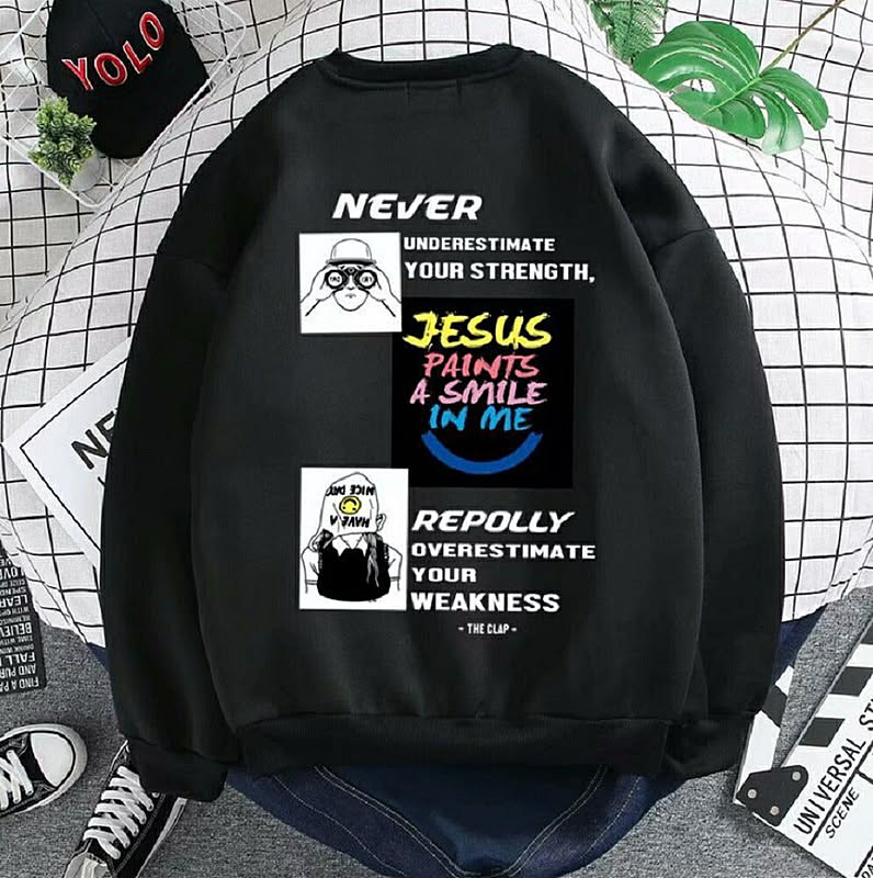 トレーナー ロンT Never jesus ネバー ジーザス 韓国ファッション ヒップホップ hip-hop 韓国 オルチャン 韓流 ゴシック ゴスロリ V系 ヴィジュアル系 ロリータ