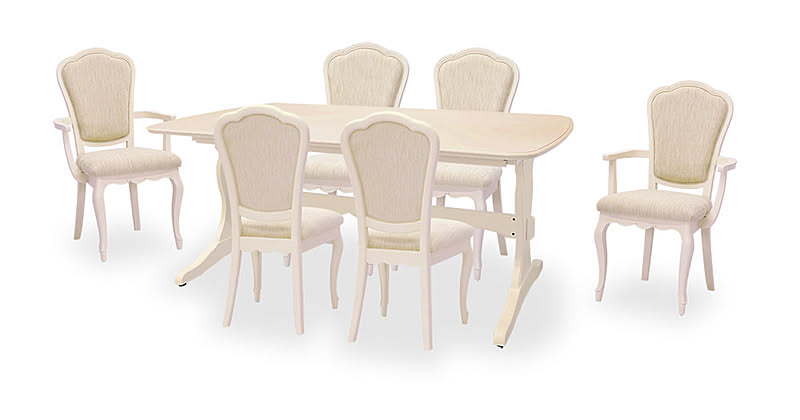 フルールWH ダイニング7点セット(DT165ｰEXT･ﾁｪｱｰＤ④･ｱｰﾑﾁｪｱｰＤ②)