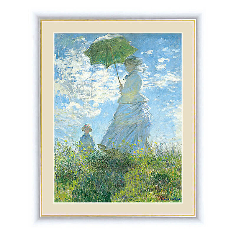 Claude Monet（クロード・モネ） 散歩、日傘をさす女性 アートポスター（フレーム付き） m10777