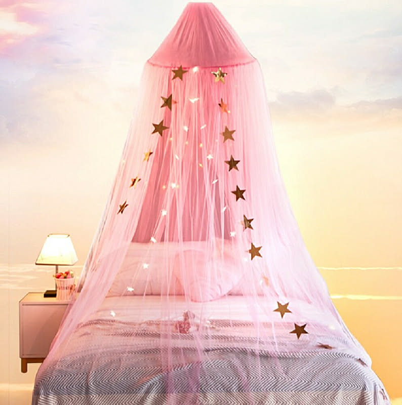 スター モスキートネット 蚊帳 天蓋 お姫様ベッド ベビーバル かや フック付き オシャレ かわいい フラワー天蓋 シングル 通販 Roomclipショッピング