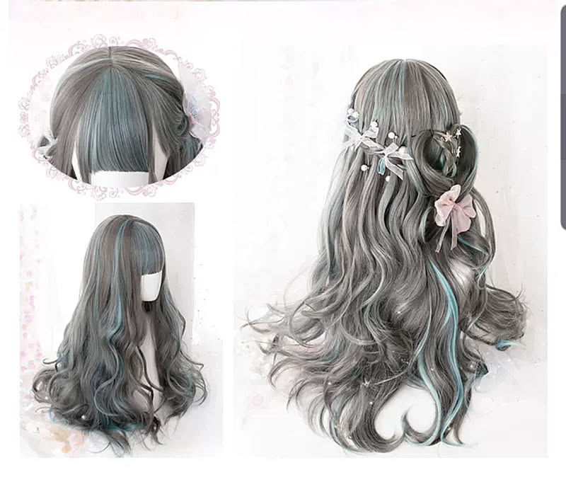 シルバー グリーンメッシュ フルウィッグ 自然 軽量 ミックス 小顔効果 ナチュラル 姫カット かわいい 綺麗 髪 ストレート 原宿系 ハロウィン コスプレ エクステ 耐熱 Wig コミケ 夏コミ 通販 Roomclipショッピング