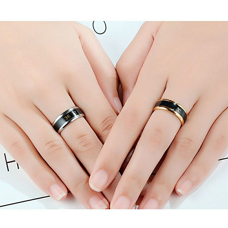 超熱 感温空白変色指輪ステンレスカップルシンプル体温変色指輪結婚