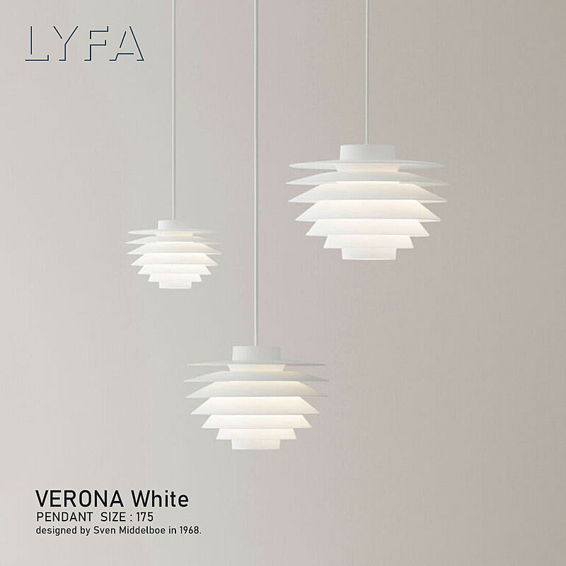 LYFA リーファ VERONA ヴェローナ White φ175 ペンダントランプ マットホワイト アルミニウム LED 復刻 北欧照明 スヴェン・ミデルボー