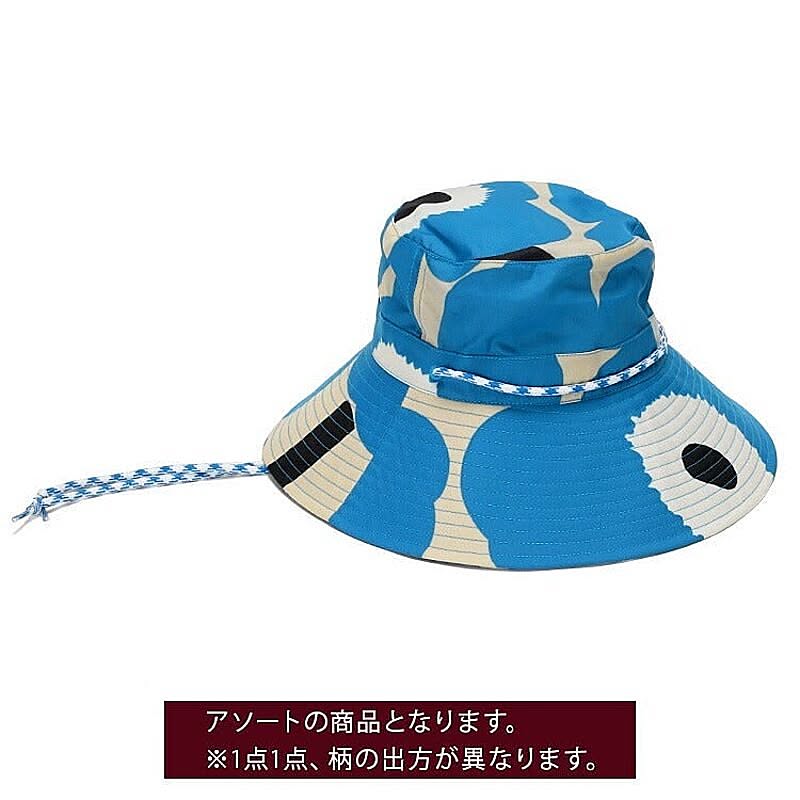 マリメッコ ウニッコ 帽子（バケットハット） ブルー/ホワイト Mサイズ
