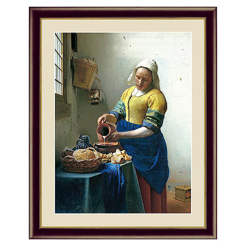 Johannes Vermeer（ヨハネス・フェルメール） 牛乳を注ぐ女  アートポスター（フレーム付き） m10766